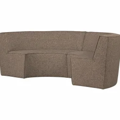 Outlet WOOOD Europa 4-zits eetbank geweven stof Donkerbruin melange