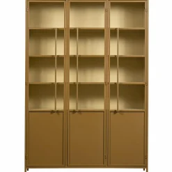 Online WOOOD Exhibit XL 3-deurs vitrinekast metaal Honinggeel