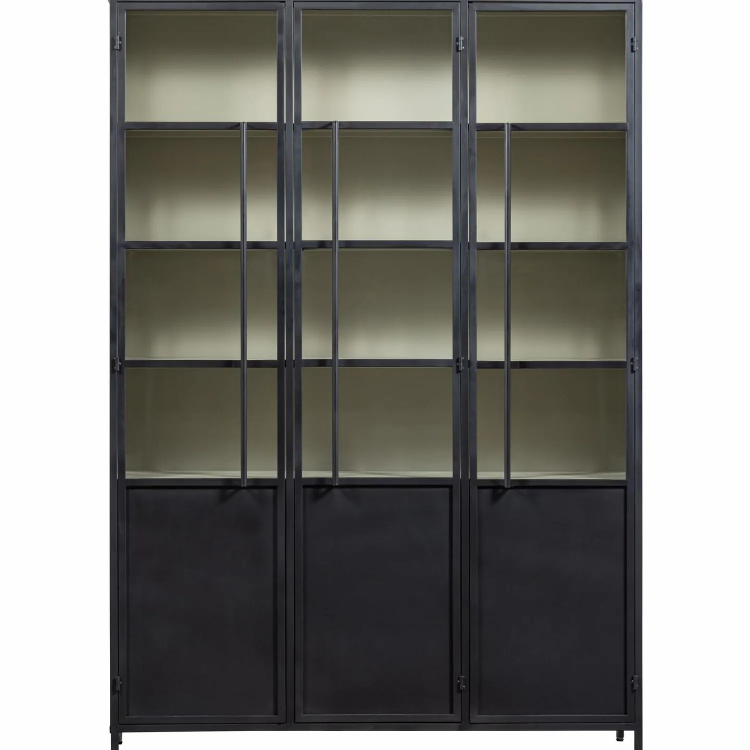 Best WOOOD Exhibit XL 3-deurs vitrinekast metaal Zwart