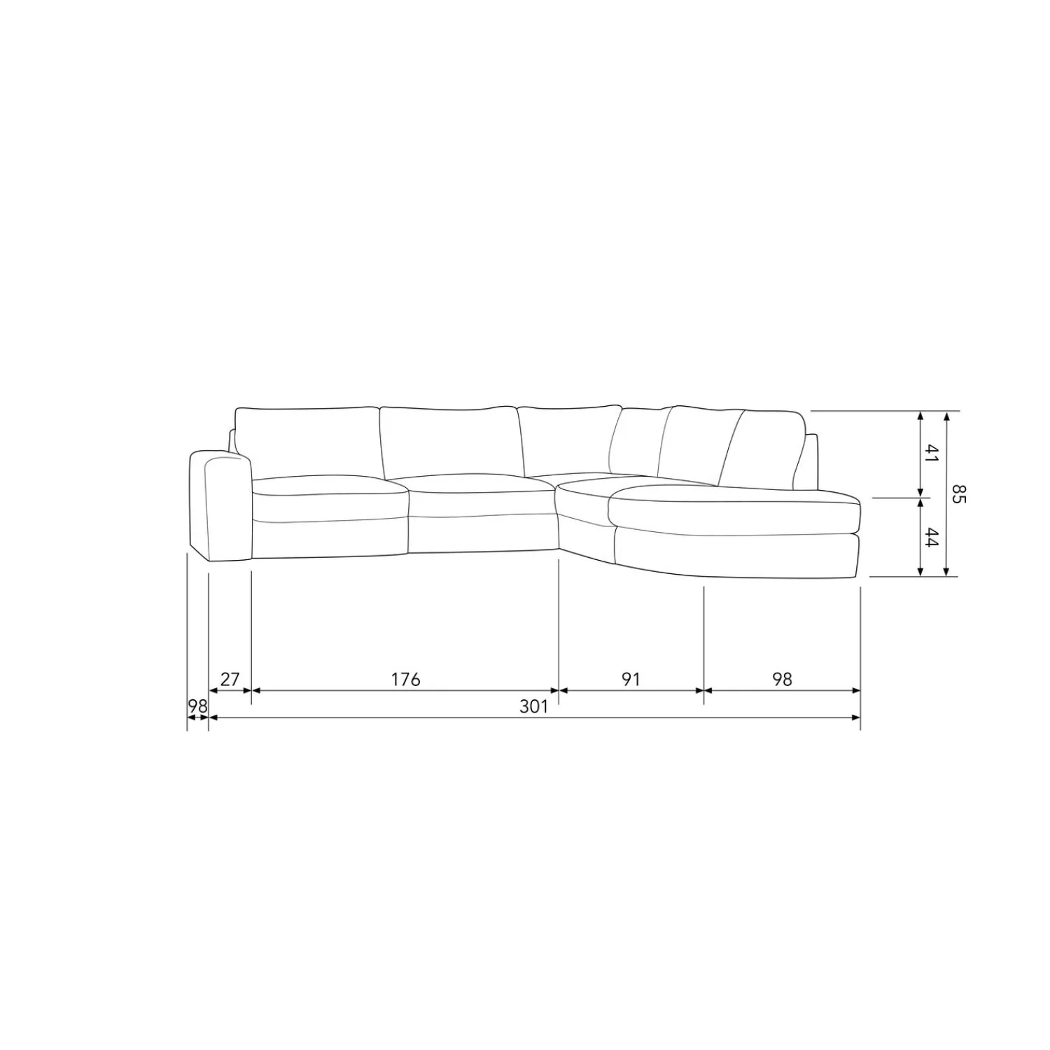 Outlet WOOOD Family hoekbank ronding rechts Groen
