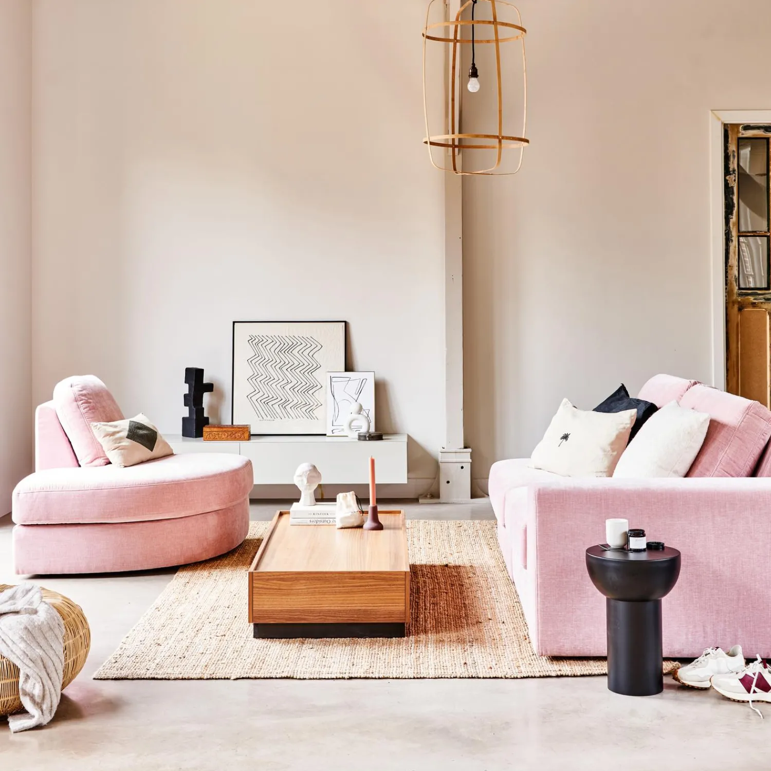 Discount WOOOD Family 1-zits element met arm rechts Roze