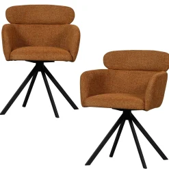 Sale WOOOD Fenne draaibare eetkamerstoel geweven stof Ginger