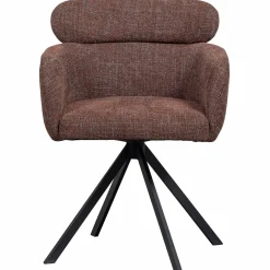 Hot WOOOD Fenne draaibare eetkamerstoel geweven stof kastanje Kastanjebruin