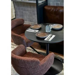 Hot WOOOD Fenne draaibare eetkamerstoel geweven stof kastanje Kastanjebruin