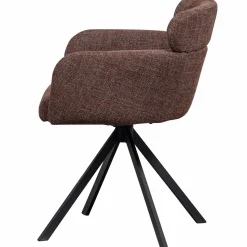 Hot WOOOD Fenne draaibare eetkamerstoel geweven stof kastanje Kastanjebruin