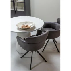 New WOOOD Fenne draaibare eetkamerstoel leerlook Zwart/grijs
