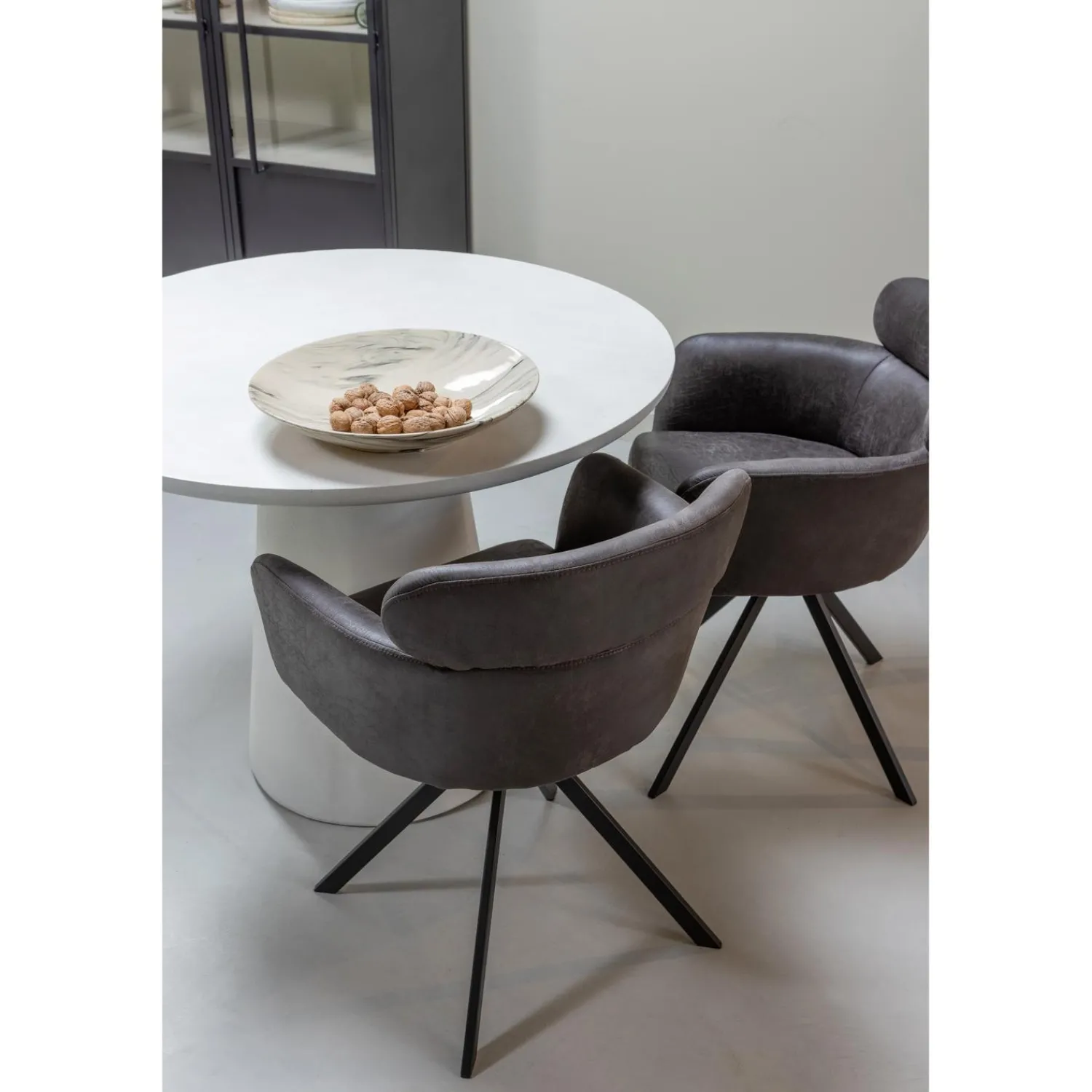 New WOOOD Fenne draaibare eetkamerstoel leerlook Zwart/grijs