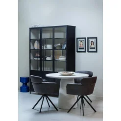 New WOOOD Fenne draaibare eetkamerstoel leerlook Zwart/grijs