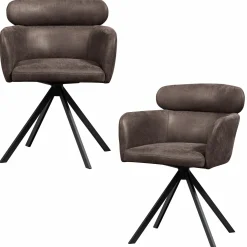 New WOOOD Fenne draaibare eetkamerstoel leerlook Zwart/grijs