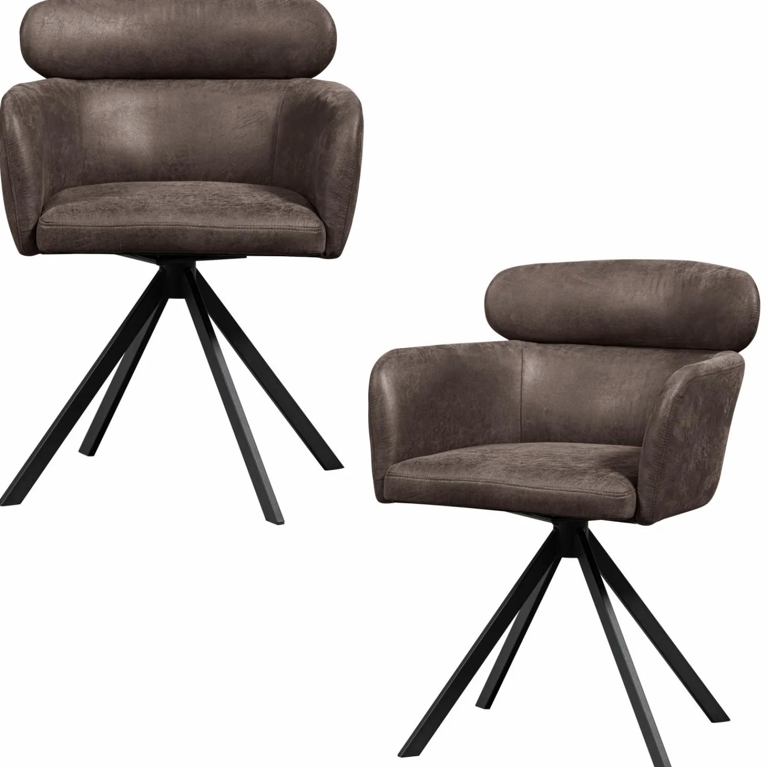 New WOOOD Fenne draaibare eetkamerstoel leerlook Zwart/grijs