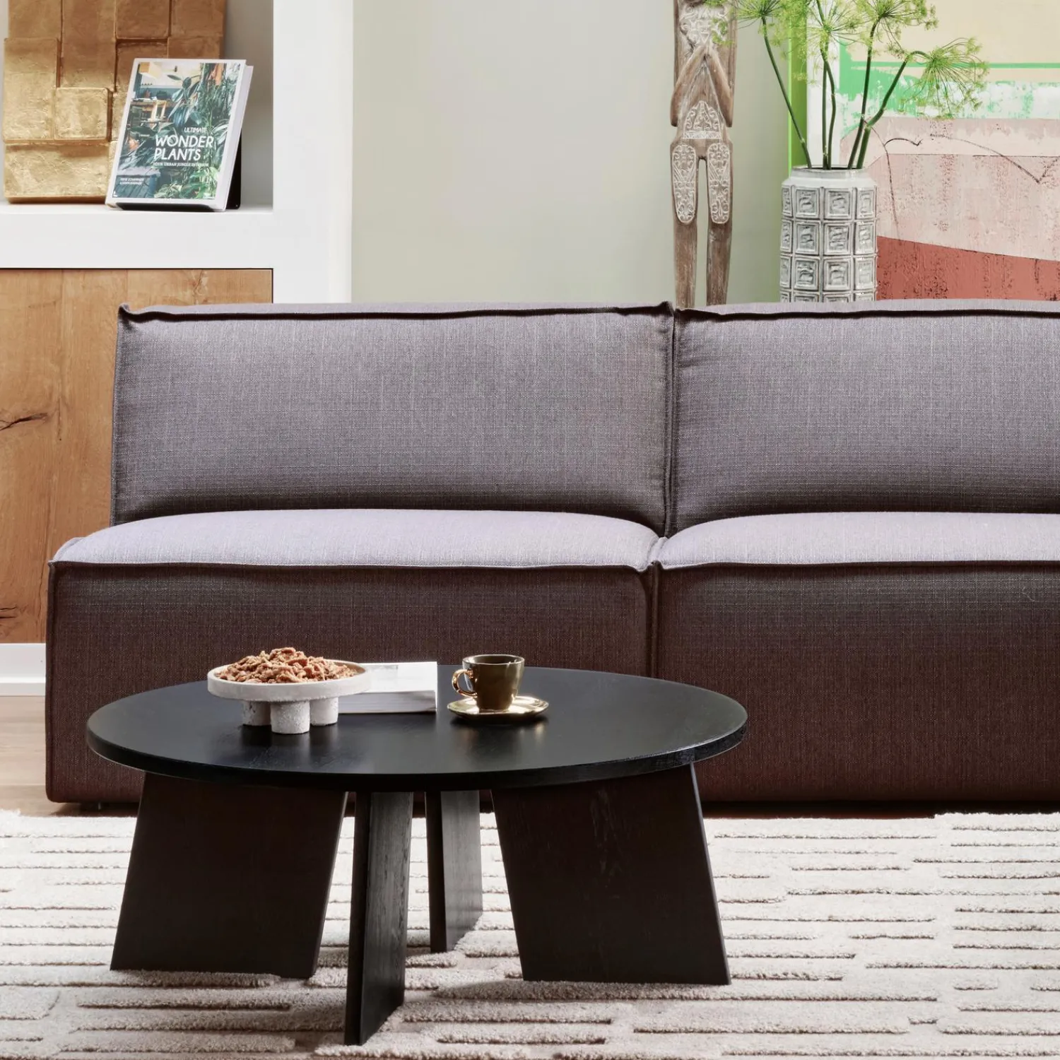 Outlet WOOOD Fries salontafel ø90 cm eiken blacknight