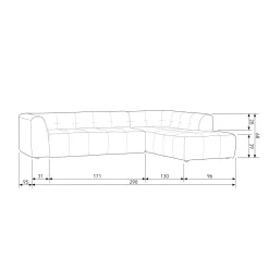 Clearance WOOOD Grid hoekbank rechts geweven stof Zand