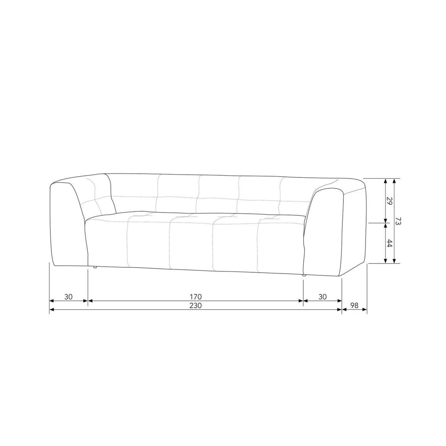 Online WOOOD Grid 3-zits bank geweven stof Donkergrijs