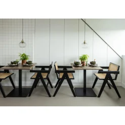 Hot WOOOD Gunn eetkamerstoel rattan/hout zwart