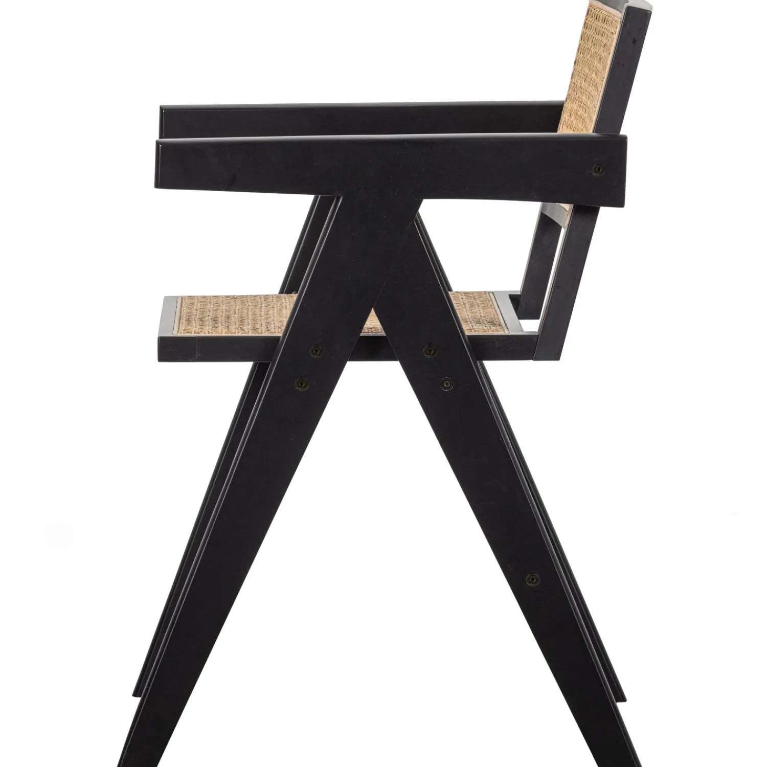 Hot WOOOD Gunn eetkamerstoel rattan/hout zwart