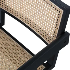 Hot WOOOD Gunn eetkamerstoel rattan/hout zwart