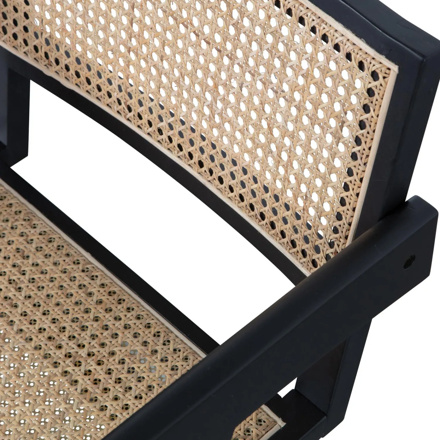 Hot WOOOD Gunn eetkamerstoel rattan/hout zwart