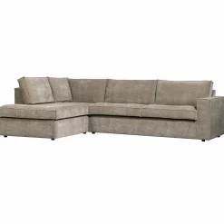 Online WOOOD Hajo hoekbank links ribstof clay Kleigrijs