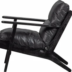 WOOOD Houston fauteuil echt leer Zwart