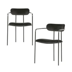 WOOOD Ivy eetkamerstoel velvet zwart