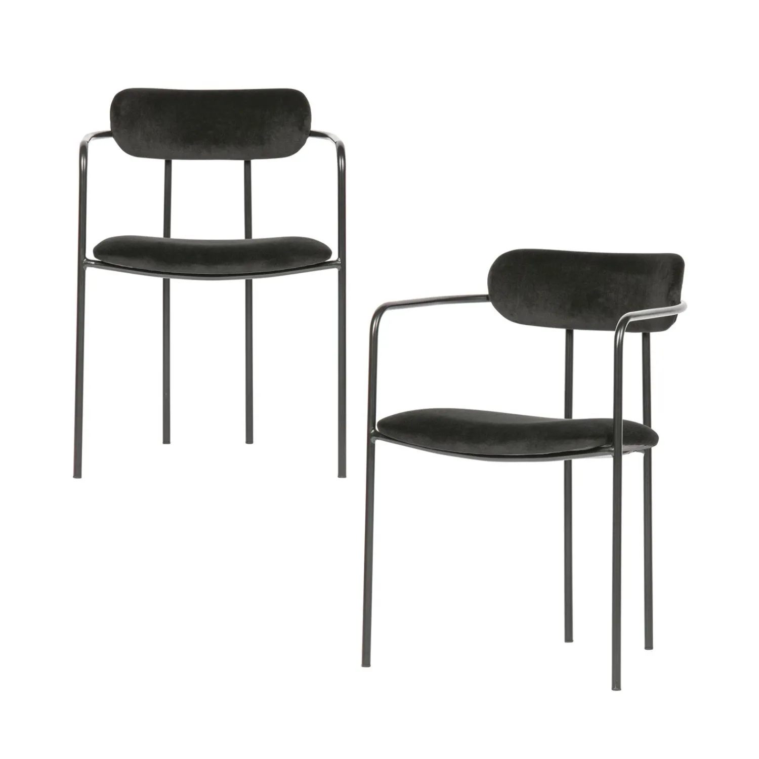 WOOOD Ivy eetkamerstoel velvet zwart