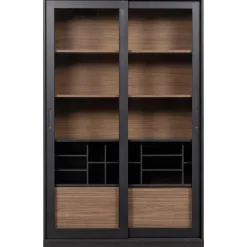 Clearance WOOOD James vitrinekast zwart/walnoot