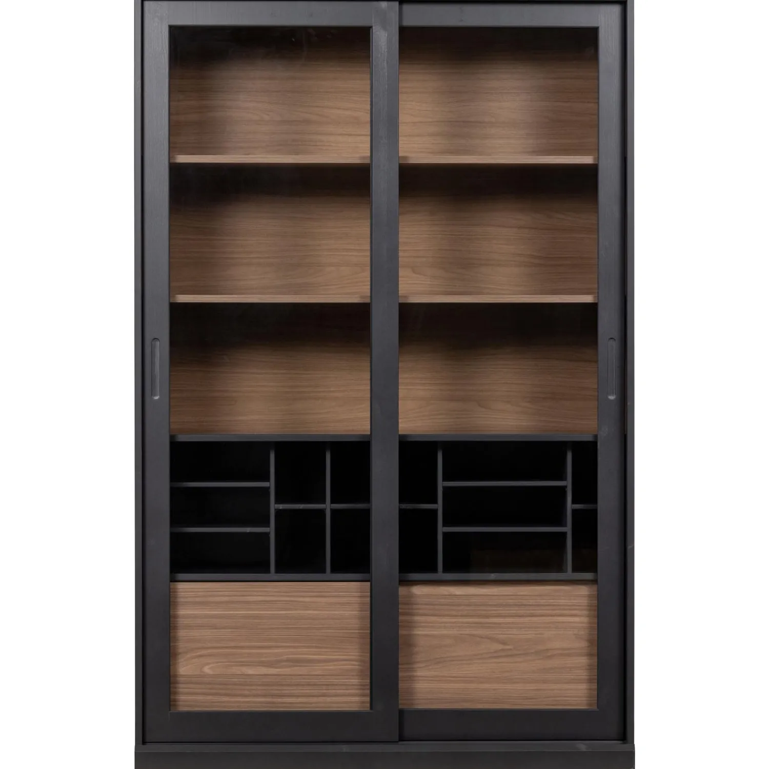 Clearance WOOOD James vitrinekast zwart/walnoot