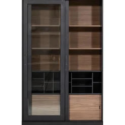 Clearance WOOOD James vitrinekast zwart/walnoot