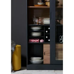 Clearance WOOOD James vitrinekast zwart/walnoot