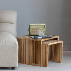 Online WOOOD Jasmijn bijzettafel recycled teak naturel - set van 2