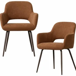 WOOOD Jenny eetkamerstoel geweven stof Bruin