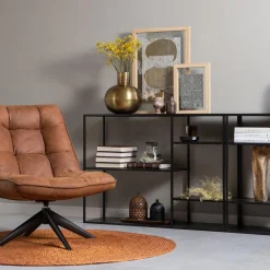 Sale WOOOD Jouke draaifauteuil leerlook Cognac