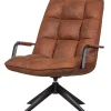 Discount WOOOD Jouke draaifauteuil met armleuning leerlook cognac