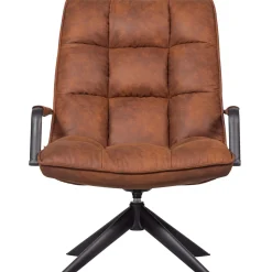 Discount WOOOD Jouke draaifauteuil met armleuning leerlook cognac