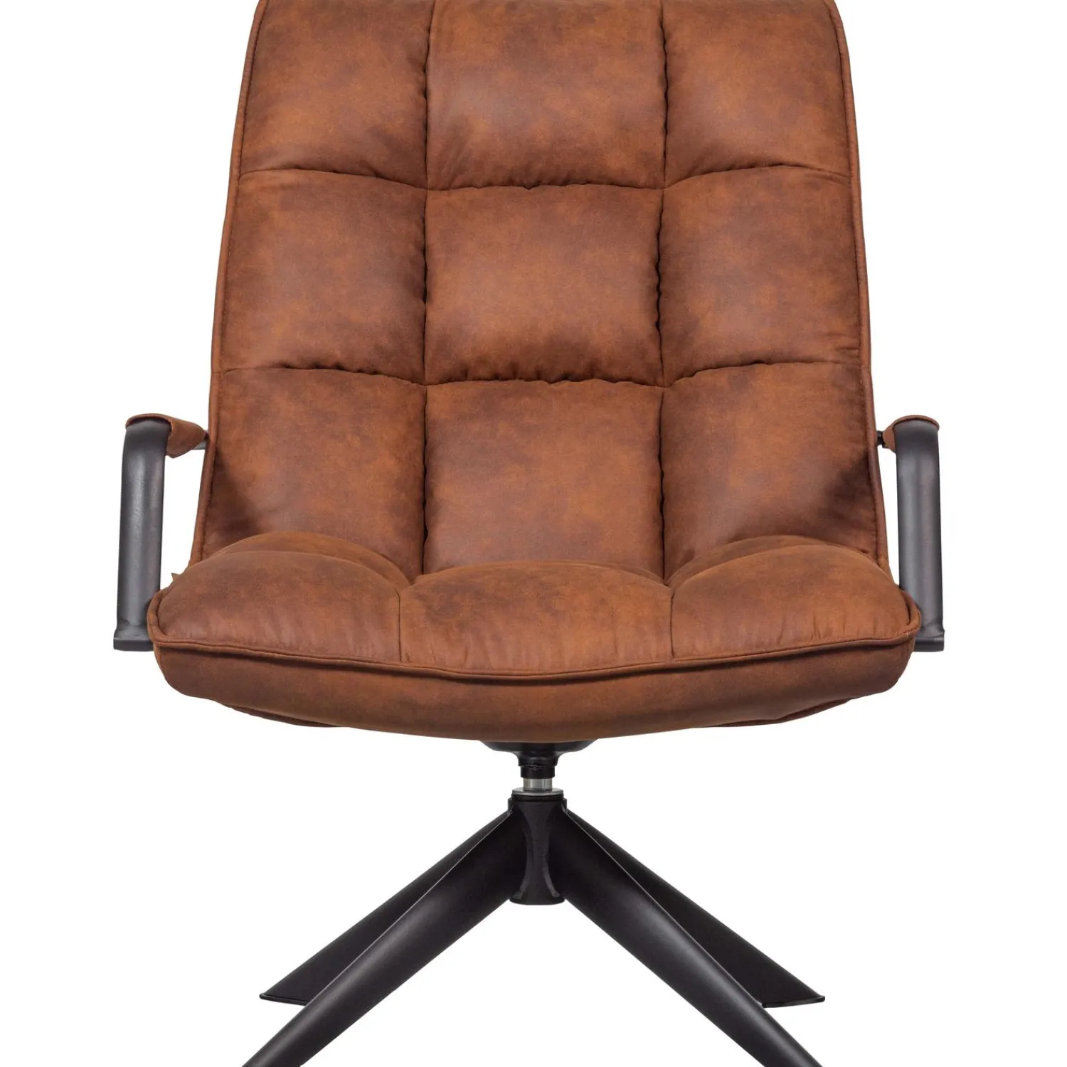 Discount WOOOD Jouke draaifauteuil met armleuning leerlook cognac