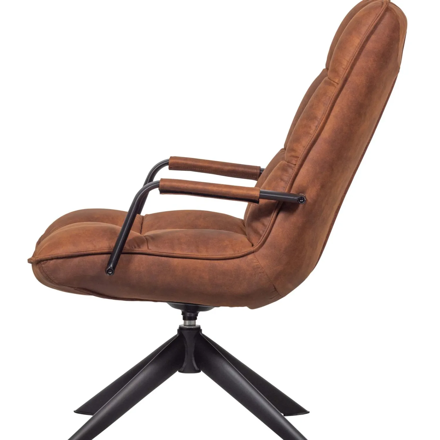 Discount WOOOD Jouke draaifauteuil met armleuning leerlook cognac