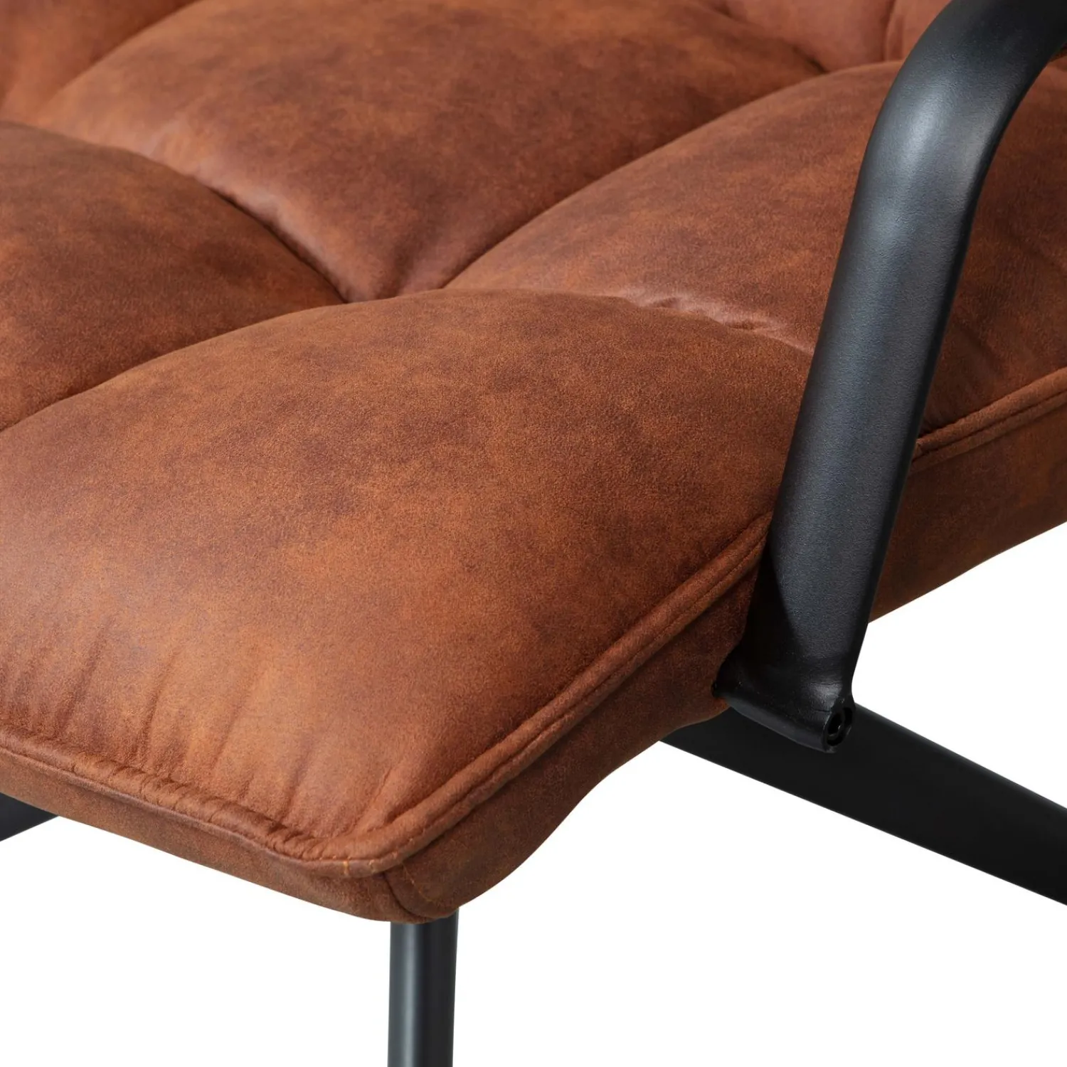 Discount WOOOD Jouke draaifauteuil met armleuning leerlook cognac