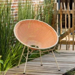 Sale WOOOD Kazoun tuin loungestoel wicker Oranje