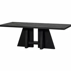 Discount WOOOD Kean eettafel met middenpoot mango zwart 220x100 cm