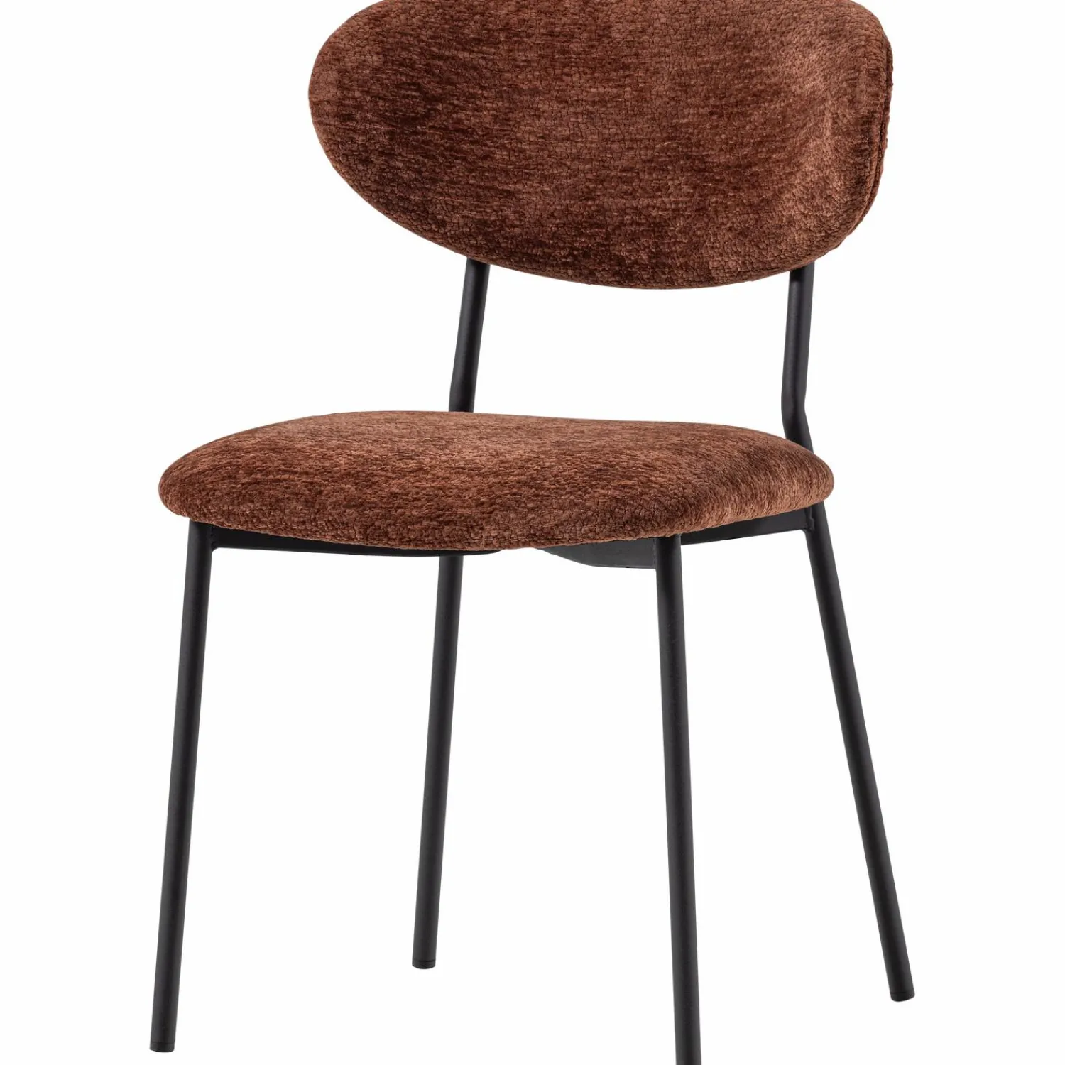 Hot WOOOD Kjeld eetkamerstoel chenille structuur Bruin