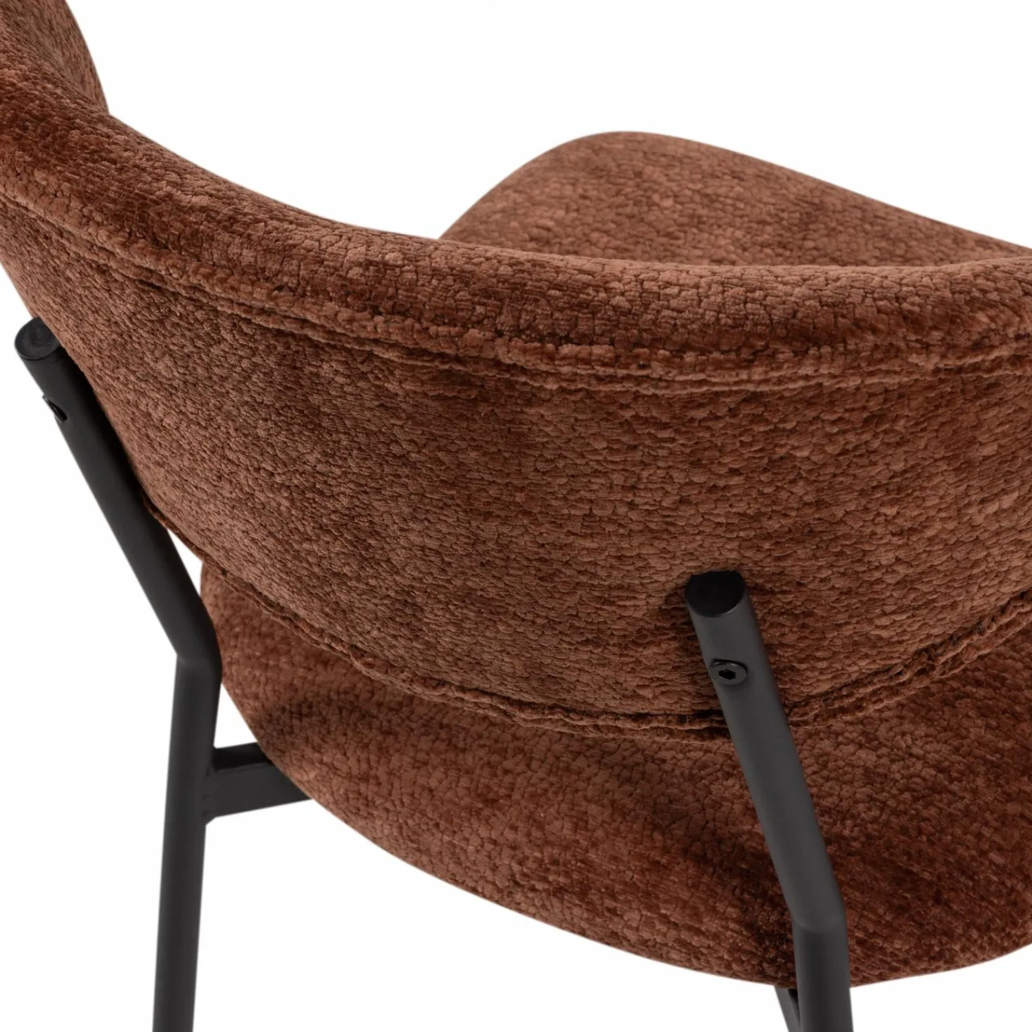 Hot WOOOD Kjeld eetkamerstoel chenille structuur Bruin