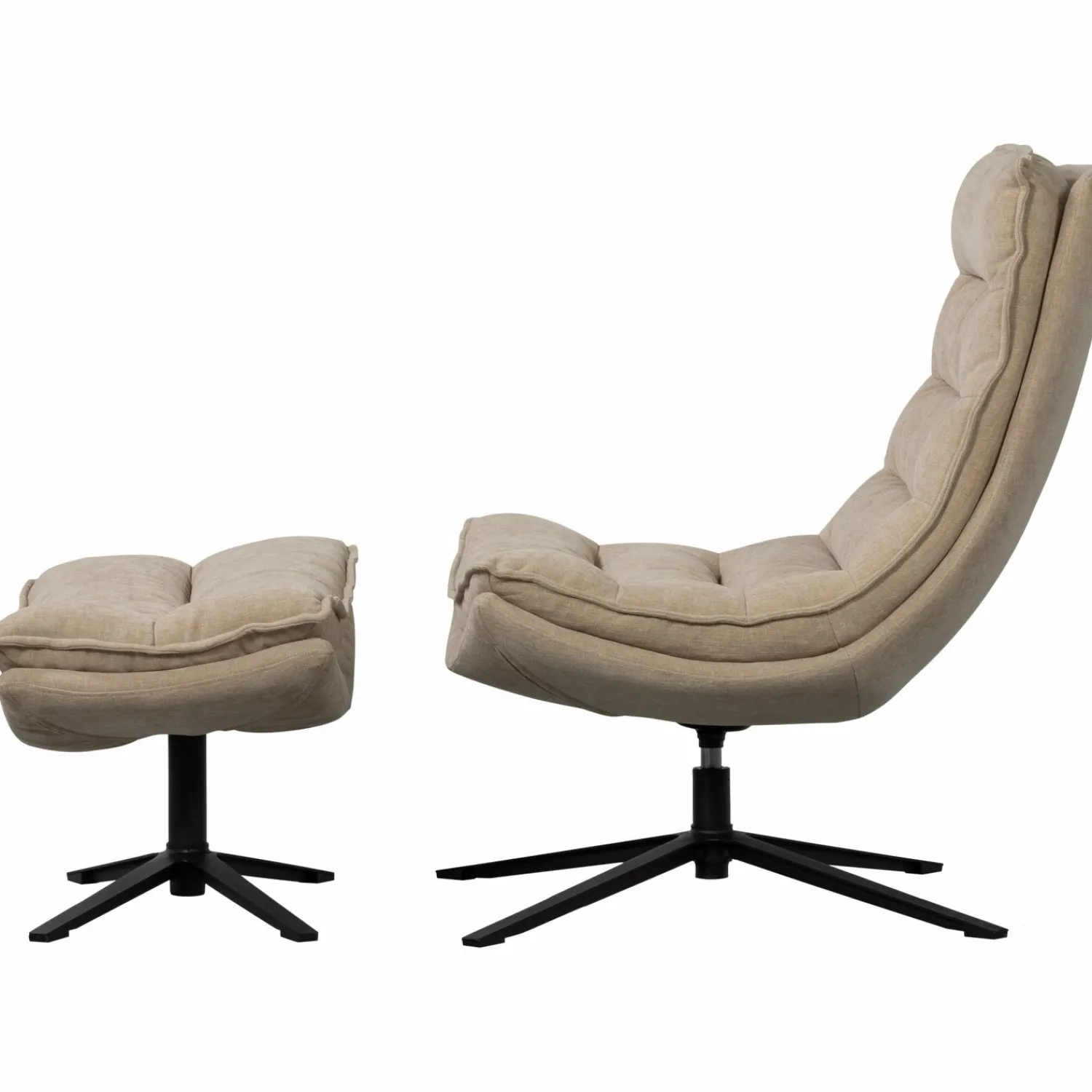 Clearance WOOOD Kube draaifauteuil met hocker Naturel