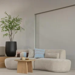 WOOOD Laon kussens velvet naturel/blauw - set van 3