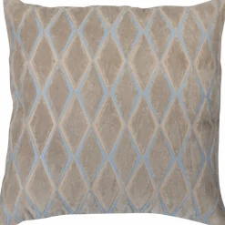 WOOOD Laon kussens velvet naturel/blauw - set van 3