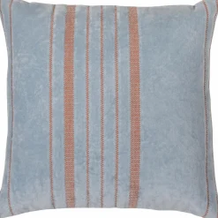 WOOOD Laon kussens velvet naturel/blauw - set van 3