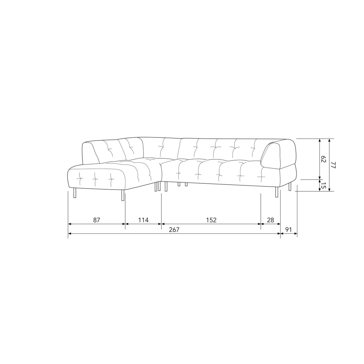 Online WOOOD Lloyd hoekbank links velvet Waterplant