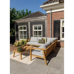 Outlet WOOOD Lucca loungeset tuin teak incl. kussens