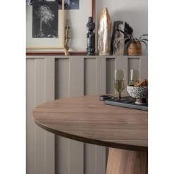 Discount WOOOD Maan eettafel rond mdf ø120 cm Walnoot