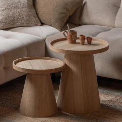 WOOOD Maud bijzettafel conisch hout naturel 38xø39 cm
