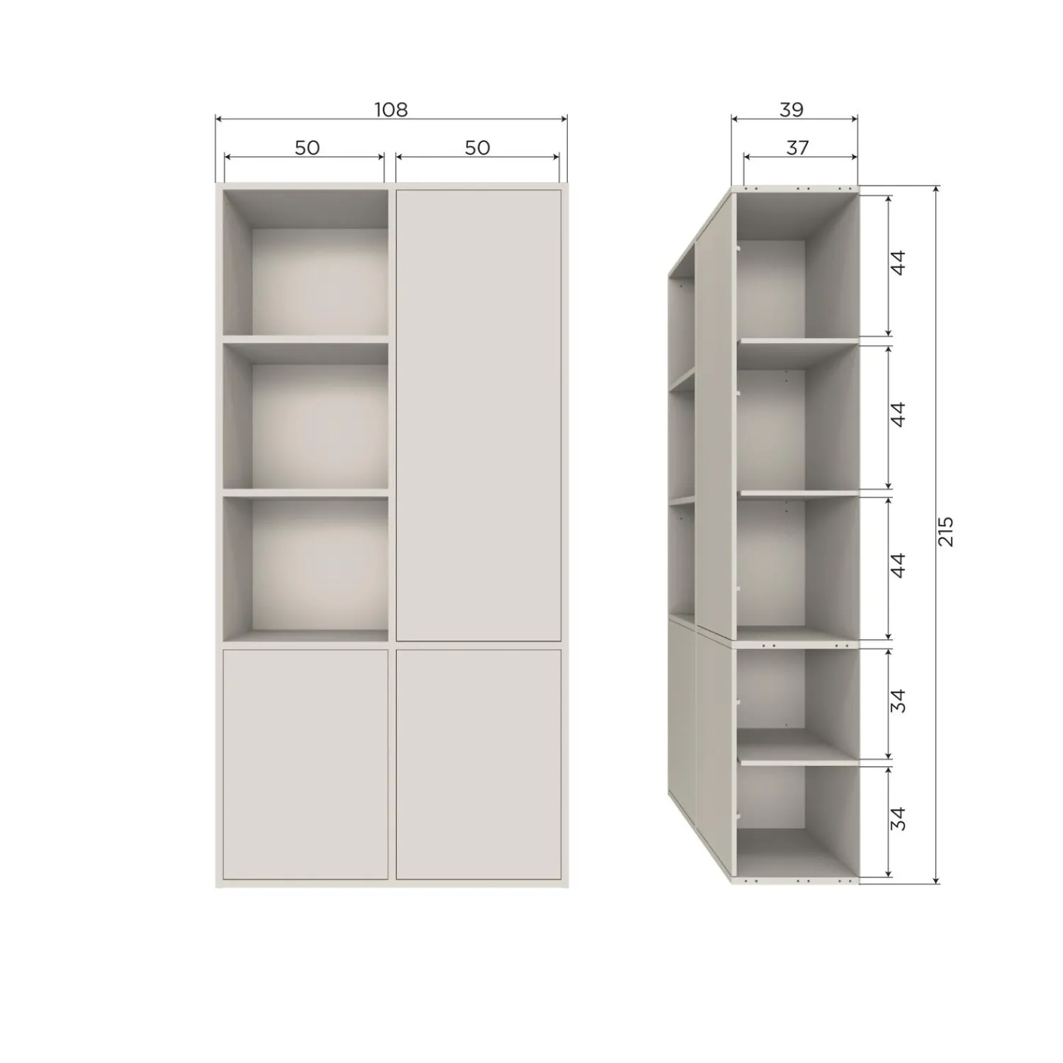 Clearance WOOOD Meggy opbergkast rechts 108 cm grenen dust